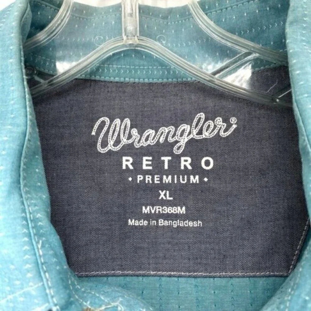 Wrangler Retro Pearl Snap Western Button Down Shirt Flap Pocket